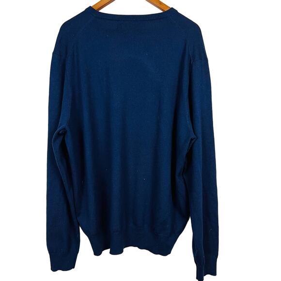 Polo Ralph Lauren Merino Wool V Neck Sweater Pullover Long Sleeve Blue XXL - Picture 2 of 5